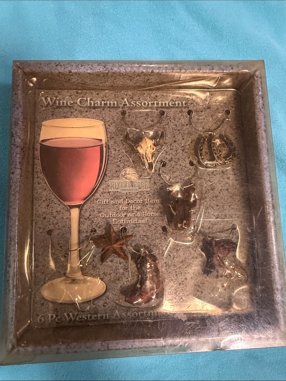 River's Edge Wine Charm Assortment - Brown Western Set